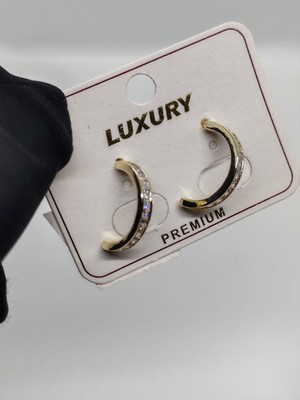 Cadde Dükkanı Premium Tek Sıra Zirkon Taşlı Yarım Halka Çelik Küpe