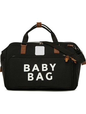 Bagmori Siyah Baby Bag Baskılı Geniş Cepli Anne Bebek Çantası