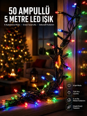 MiraLive Karışık Renk Pilli LED Işık Çok Fonksiyonlu Enerji Tasarruflu 5 Metre