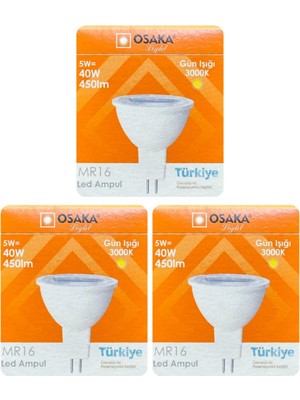OEM LED Çanak Ampul, 5W (40W), Sarı Işık 3000K, MR16 G4 Duylu, 3 Adet