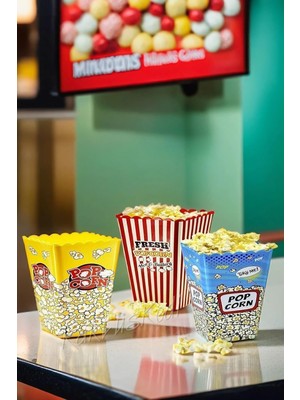 OEM 3 Adet Patlamış Mısır Kovası Popcorn Kutusu Seti, 7480000717470