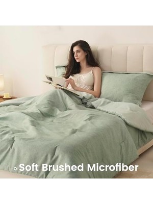 Comfort Spaces Ikiz Yorgan Seti - 2 Adet (1 Mikrofiber Yorgan ve 1 Parça) Çiftlik Evi Yatak Yorganı Tüm Mevsimler Için Boho Nevresim Takımı, Hafif Katı Yatak Yorgan Takımları, Ikiz/ikiz Xl, Adaçayı