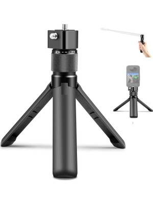 OEM 360° Dönebilen Bullet Time Kamera Tutucu, Mini Masa Tripodu, Çift 1/4 Vida Alüminyum Gövde Taşınabilir Stabil Stand INSTA360 X3, X2, X4, X5, One Rs, Go 3, One x ile Uyumlu (Handle)