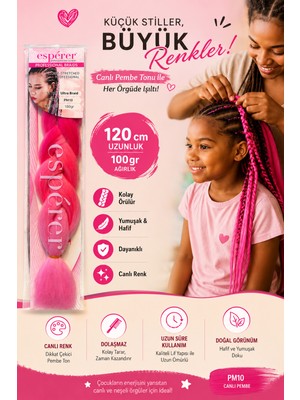 Rhea & Co. Premium Afrika Örgüsü Saçı 120 cm 100 gr - Ombre Koyu Pembe-Açık Pembe