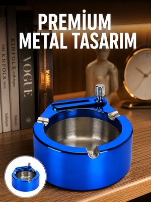 Aslanoğlu Store Dekoratif Çakmaklı Küllük Kolay Temizlenebilir Metal Yeni Nesil