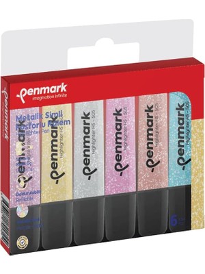 OEM Çılgıntrend Fosforlu Kalem 6 Lı Simli Renk