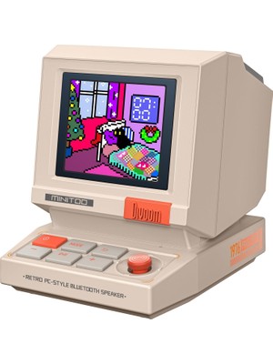 OEM Minitoo Retro Pc Tarzı Bilgisayar Hoparlörü, Kendin Yap Yüzlü Akıllı Piksel Ekran, Bluetooth ve USB Ses, Alarm/beyaz Gürültü Saati, Yatak Odası, Ofis ve Oyun Için Masa Kurulumu Hediyesi