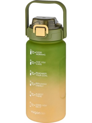 OEM 1500ML -Yenilenen Renkler- Pipetli/pipetsiz Kullanım Çift Renk Softtouch Motivasyon Matarası Çıkartma Hediyeli