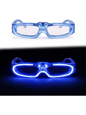 TeknoKapsül Mavi LED Işıklı Parti Gözlüğü 3 Modlu – Glow &amp; Gece Eğlence Gözlüğü