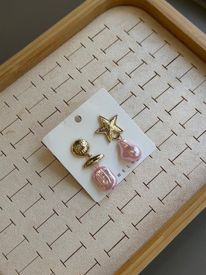 Royaleks Taşlı Küpe - Pembe
