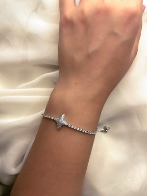 İnsera Kadın Silver Kutup Yıldızı Figürlü Asansörlü Çelik Bileklik