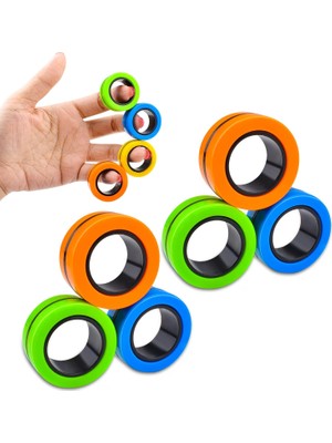 OEM 6 Adet Manyetik Yüzükler Fidget Oyuncaklar, Silindir Yüzükler, Yetişkin Parmak Fidget Oyuncaklar, Dehb Anksiyete Rölyef Dekompresyon Sihirli Yüzük Fidget Oyuncak, Komik Hediyeler Çocuklar