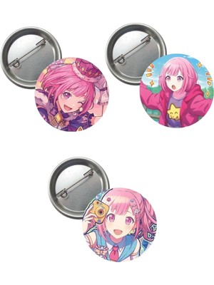 OEM Hatsune Miku Pjsekai Project Sekai Colorful Anime Buton Rozet 3 Adet 37MM Otori Emu
