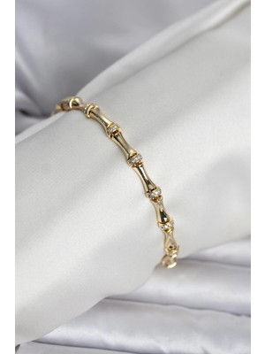 TeknoKapsül Mey Ithalat® Pirinç Gold Renk Kemik Model Kadın Bileklik