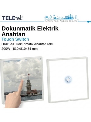 Teletek Dokunmatik Elektrik Akıllı Anahtar Ikili 250V 250W Nötrsüz Bağlantı