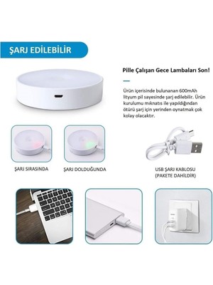 OEM L02 2 Renkli USB Şarjlı Mıknatıslı Hareket Sensörlü Gece Lambası, Koridor, Dolap Içi Aydınlatma Lambası