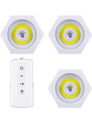 OEM 3 Lü Premium Kablosuz LED Dokunmatik Lamba Seti Köşeli Uzaktan Kumandalı Pilli Dekoratif Gece Işığı