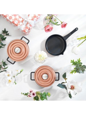 OEM Pro Cast Mini Döküm Tencere Seti 5 Parça-Rosegold