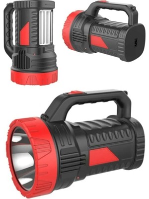 TeknoKapsül Silver Projektör 15W LED Şarjlı El Feneri ve X2 Tüp 26SMD LED Çift Yönlü
