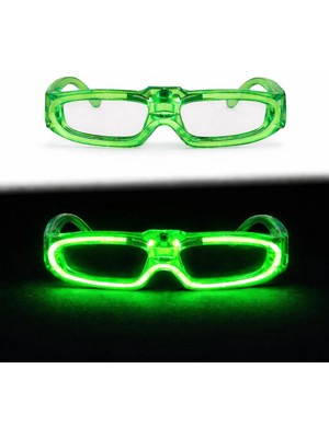 TeknoKapsül Mey Ithalat® Yeşil LED Işıklı Parti Gözlüğü 3 Modlu – Glow &amp; Gece Eğlence Gözlüğü