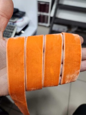OEM 2.5 cm Kadife Kurdele Şerit Turuncu