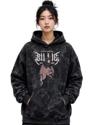 Sevbano Billie Eilish Şarkıcı Baskılı Unisex Oversize Yıkamalı Premium Hoodie Sweatshirt