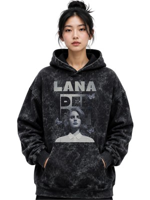 Sevbano Lana Del Rey Şarkıcı Baskılı Unisex Oversize Yıkamalı Premium Hoodie Sweatshirt