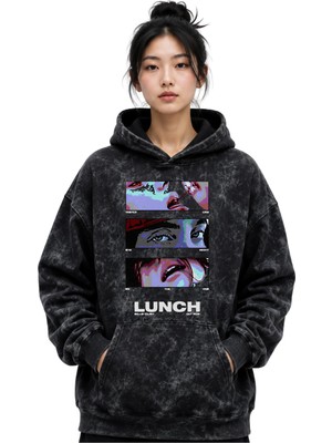 Sevbano Billie Eilish Lunch Şarkıcı Baskılı Unisex Oversize Yıkamalı Premium Hoodie Sweatshirt