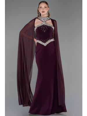 Abiyefon Taşlı Straplez Yaka Peplum Uzun Balık Abiye Elbise ABU5866