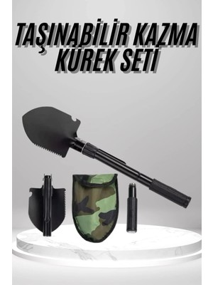Zero Land Muratech Pusulalı Katlanabilen Portatif Çantalı Mini Kazma Kürek Seti