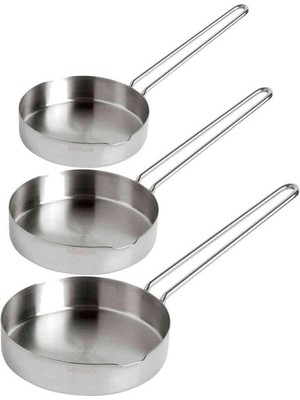 OEM 3 Adet Tava Ultra Lüks Paslanmaz Inox Çelik Sos Tava Seti 12-14-16 cm Metal Saplı Çok Amaçlı Tavalar