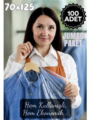 OEM 100'LÜ Paket Askı Delikli Şeffaf Plastik Giysi Kılıfları 70X125 cm Toz Geçirmez Giysi Torbaları Ev Depolama, Kuru Temizleyiciler Için Elbise, Abiye, Takım Elbise, Mont Koruma Saklamatorbası