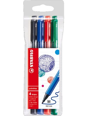 OEM Pointmax - Keçe Uçlu Kalem - 4'lü Paket - Çeşitli Renkler