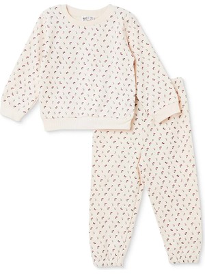 Hellobaby Kız Bebek Eşofman Takımı Çiçek Baskılı Bisiklet Yaka Uzun Kol Lastikli