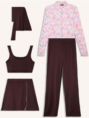 DeFacto Regular Fit Desenli 5'li Burkini Mayo G9479AX26HS