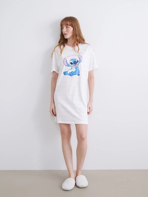 Lc Waikiki Yeni Sezon Bisiklet Yaka Stitch Baskılı Kadın Gecelik
