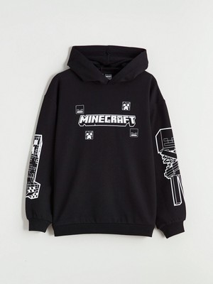 Lc Waikiki Yeni Sezon Kapüşonlu Minecraft Baskılı Erkek Çocuk Sweatshirt