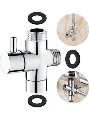 Mey İthalat Feyzayapı Rusee 3 Yollu Değiştirme Vanası, Valf Değiştirme Şalteri G 1/2 Inç Masif Pirinç Duş Adaptörü Değiştirme Vanası Duş Sistemi Yedek Parçası, Krom Cilalı