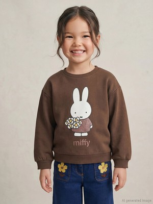 Lc Waikiki Yeni Sezon Miffy Baskılı Kız Çocuk Kalın Sweatshirt