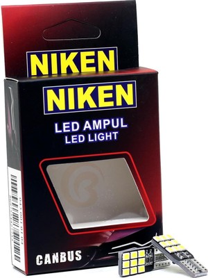 Mey İthalat Niken 12V T10 Büyük Dipsiz Ampul 18 Led'li 2’li Set - Beyaz Işık