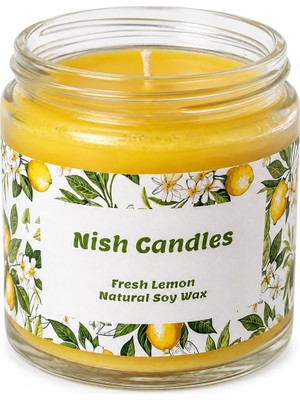 Nish Candles Yaz Sıcaklığında Parlak Sarı, Limon Kokulu Cam Kavanoz Içinde Soya Mumu - Işyerine, Tatile, Cafeye Yanında Taşı, Rutinini Bozma...