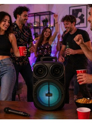 Zenvia Znv Kablosuz Karaoke Hoparlör Mikrofonlu Rgb Işıklı 6.5 Inç Bluetooth Speaker Taşınabilir Zn