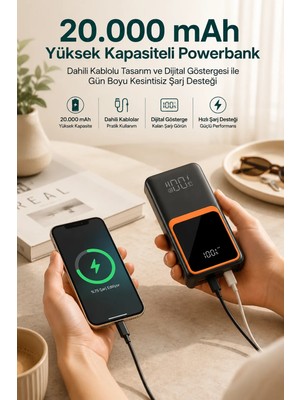 Zenvia Znv 20.000 Mah Taşınabilir Şarj Cihazı Dijital Göstergeli Kablolu Powerbank ZNV2029