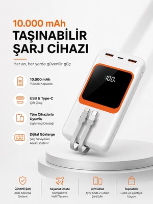 Zenvia Znv 10.000 Mah Bataryalı, Dijital Göstergeli Taşınabilir Powerbank ZNV2029