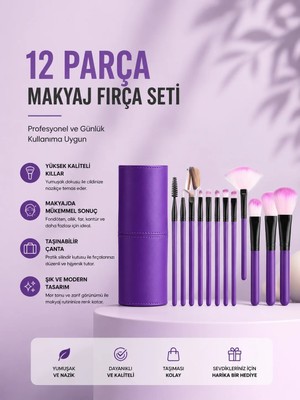 Zenvia 12'li Makyaj Fırça Seti Yumuşak Kıllı Profesyonel Kullanıma Uygun