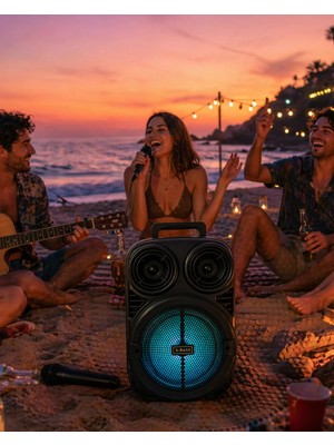 Zenvia Znv Taşınabilir Bluetooth Speaker Mikrofonlu Karaoke Hoparlör Rgb Işıklı 6.5 Inç Güçlü Se