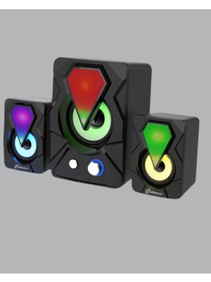 Zenvia Znv Rgb Işıklı USB Hoparlör Seti 9W Çıkış Gücü Derin Bas ZNV2029