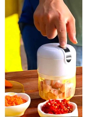 Zenvia Znv Şarjlı Portatif Doğrayıcı Mini Pratik Rondo El Doğrayıcı Üç Bıçaklı Çelik Bıçakl
