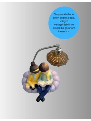 Zenviaa Romantik Çift Figürlü Okuyan Çift Masa Lambası Dekoratif LED Aydınlatma ZENVIAA365423