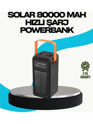 Zenvia Znv 80000 Mah Güneş Enerjili Powerbank 4 Kablolu Type C Lightning Micro USB ZNV2029